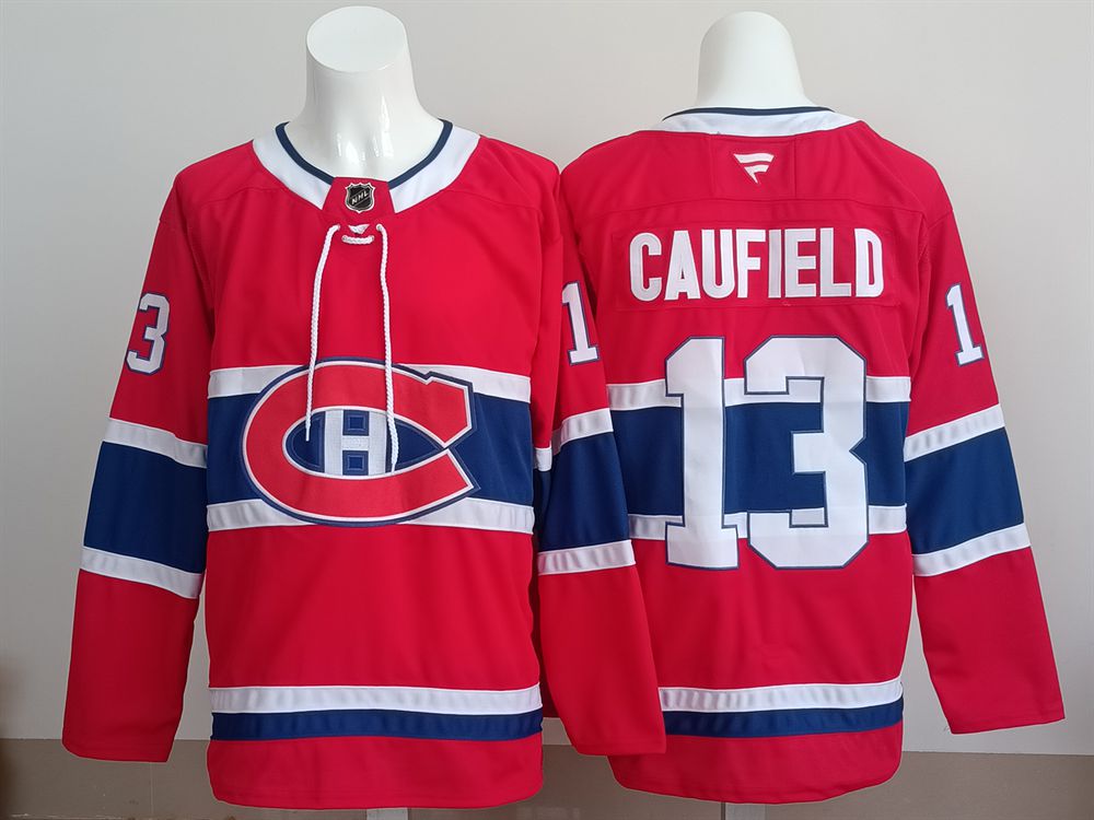 Men 2025 Montreal Canadiens #13 Caufield Red Fanatics Home Premium NHL Jersey style 1->montreal canadiens->NHL Jersey